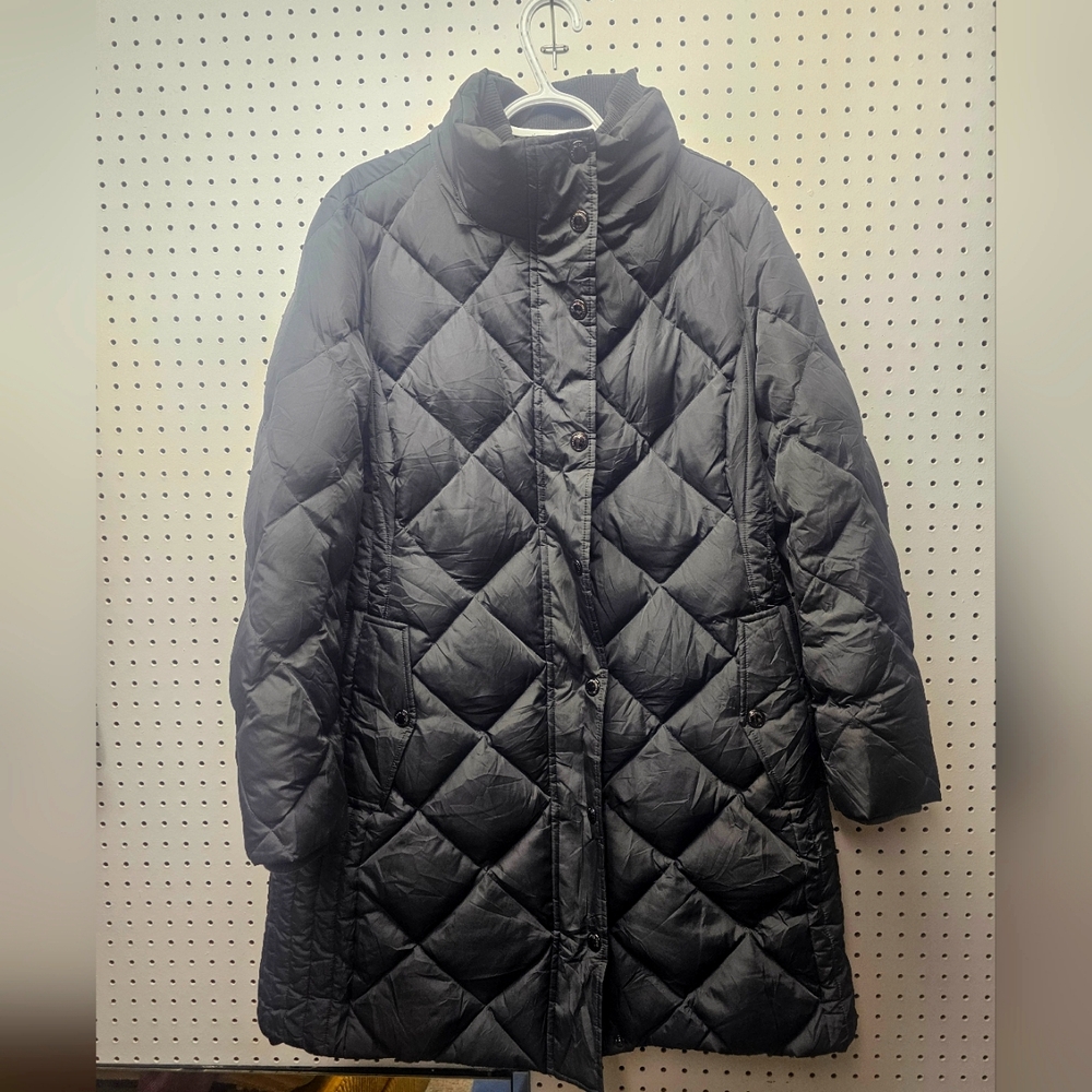 London Fog Women's Dark Grey Quilted Down Coat